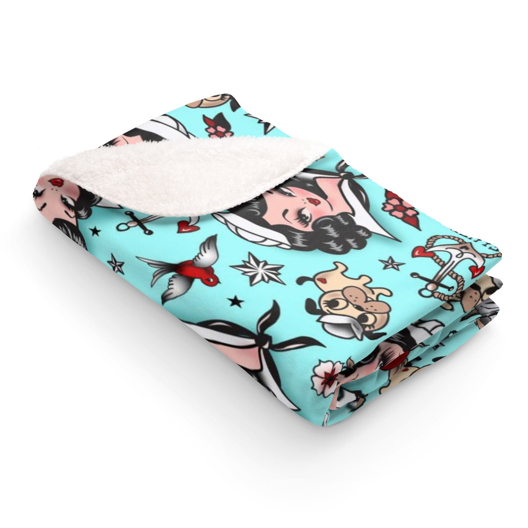 Suzy Sailor Girl on Light Blue • Sherpa Fleece Blanket