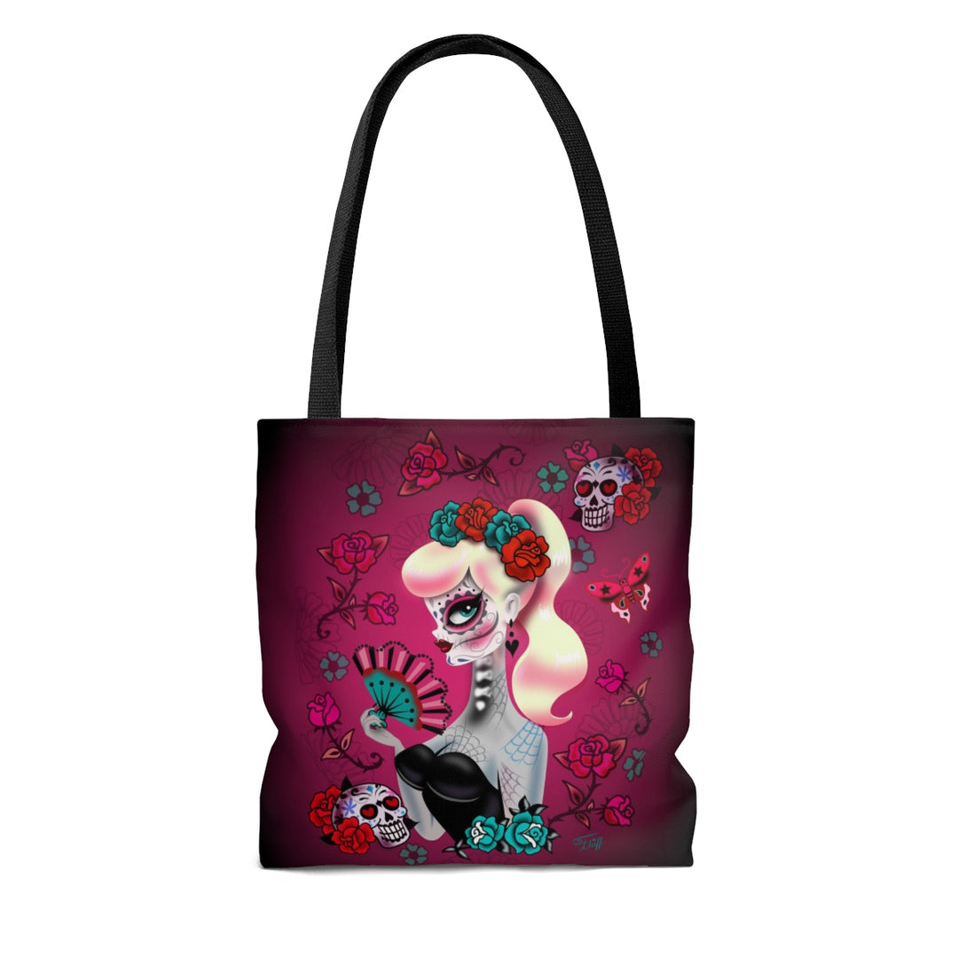 Blonde Sugar Skull Pinup Girl • Tote Bag