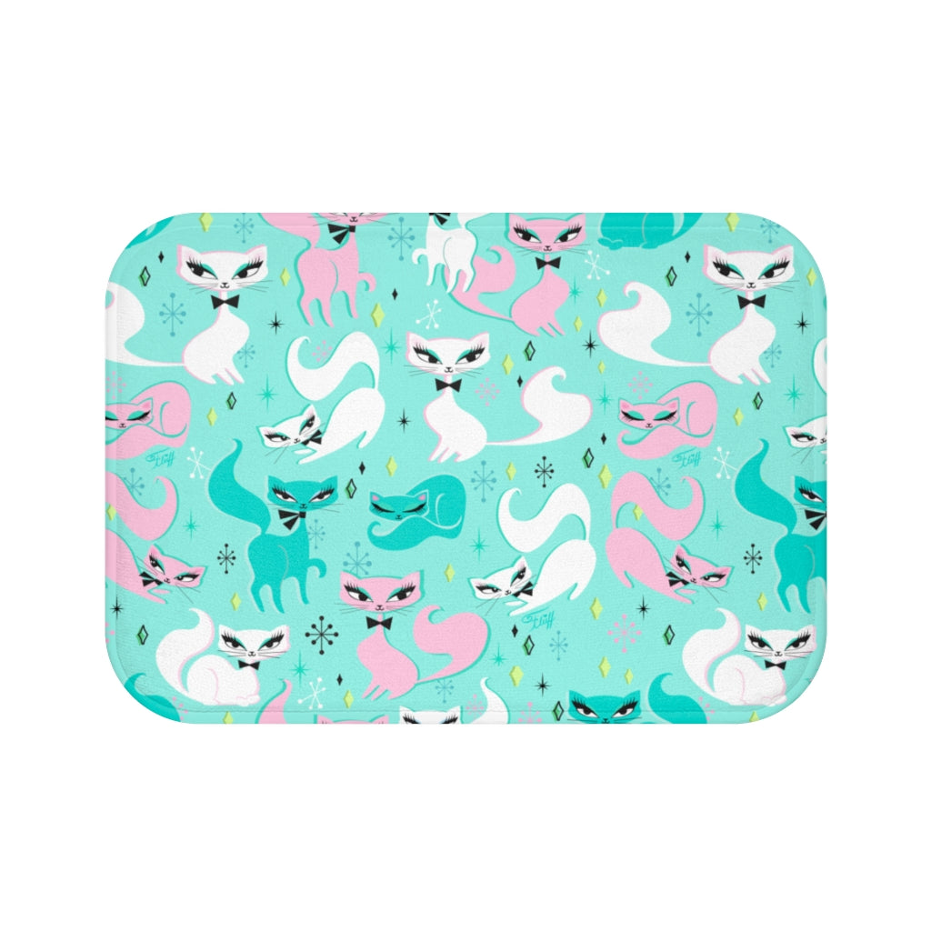 Swanky Kittens on Mint • Bath Mat