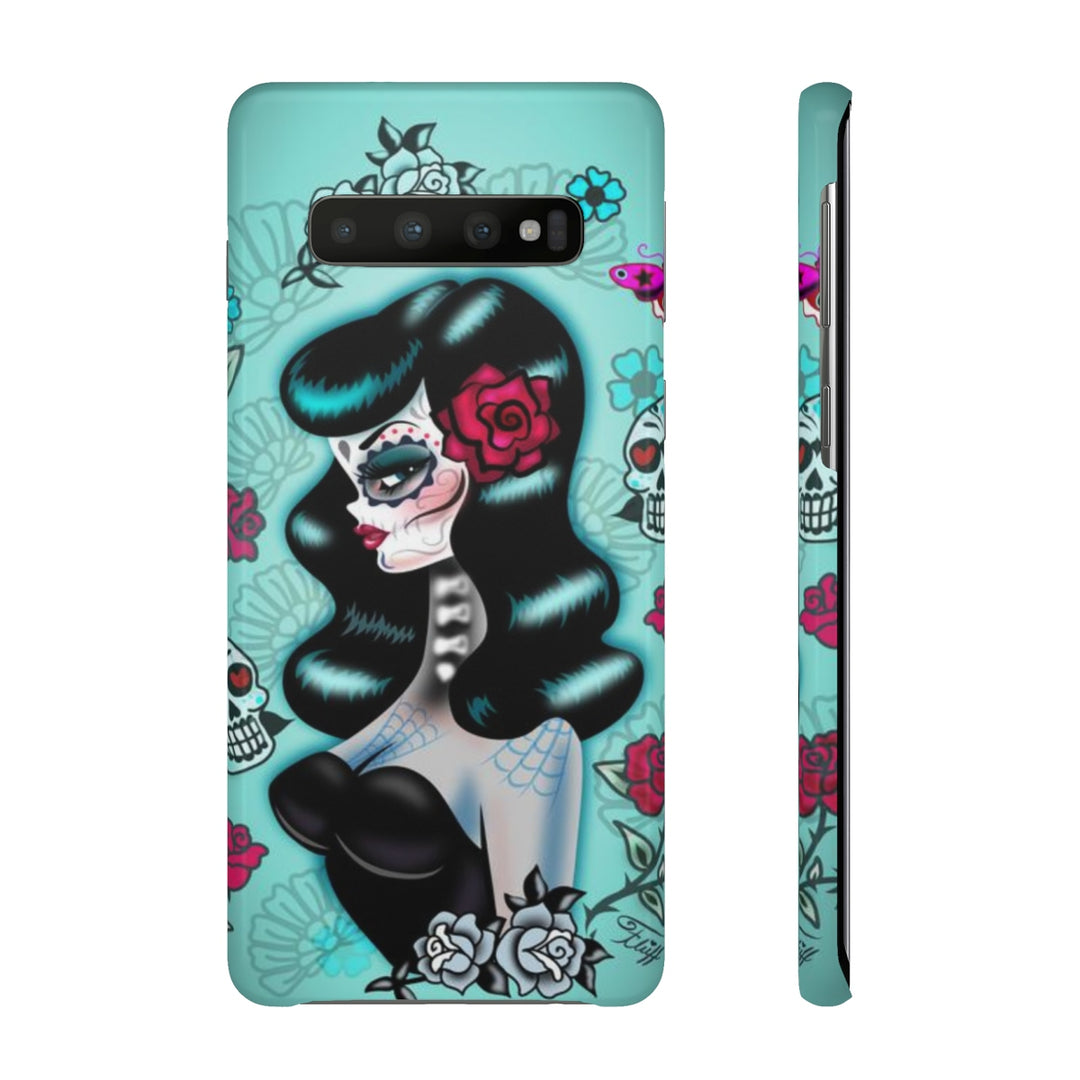 Raven Haired Day of the Dead Sugar Skull Pinup • Samsung Galaxy Phone Case