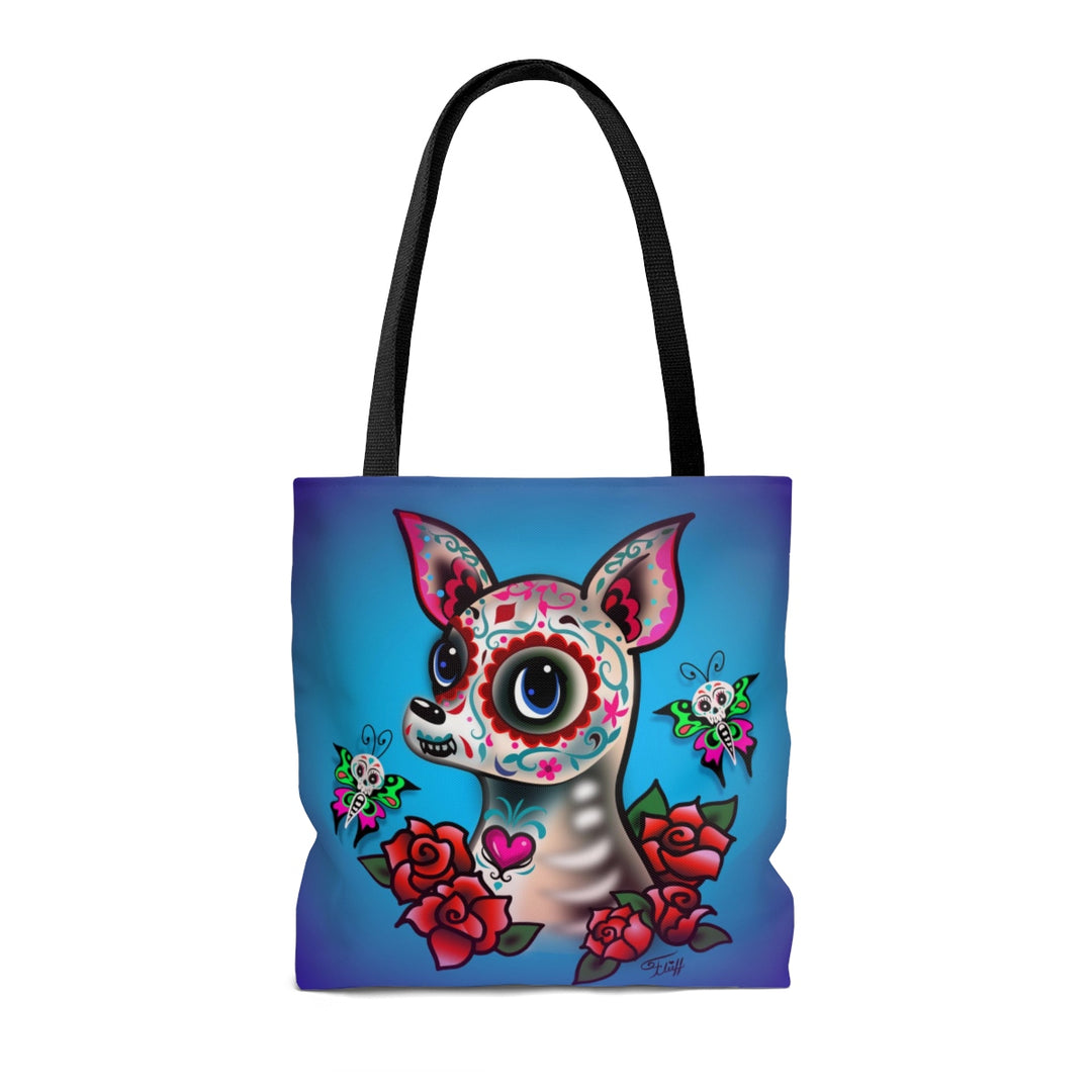 Sugar Skull Chihuahua Blue • Tote Bag