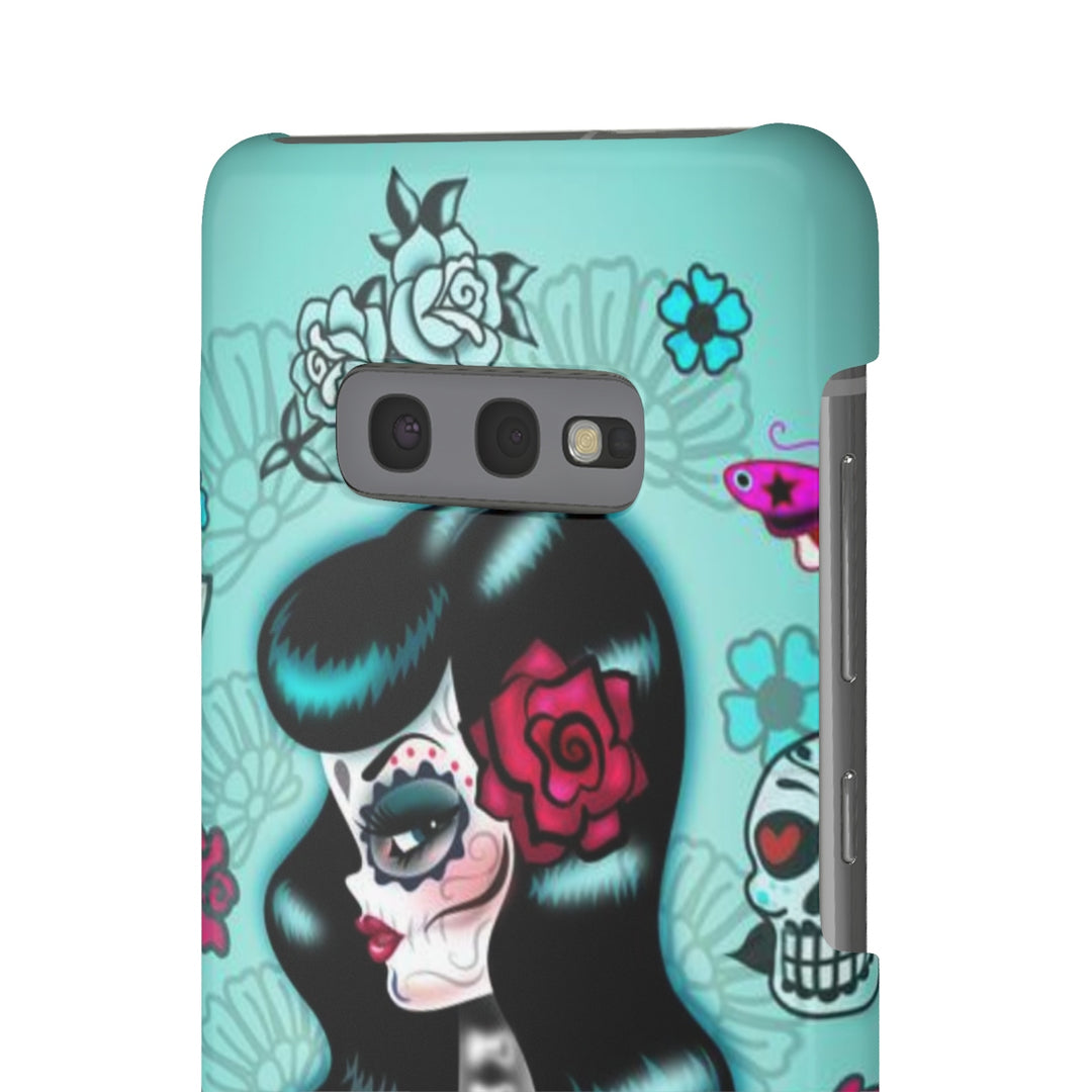 Raven Haired Day of the Dead Sugar Skull Pinup • Samsung Galaxy Phone Case