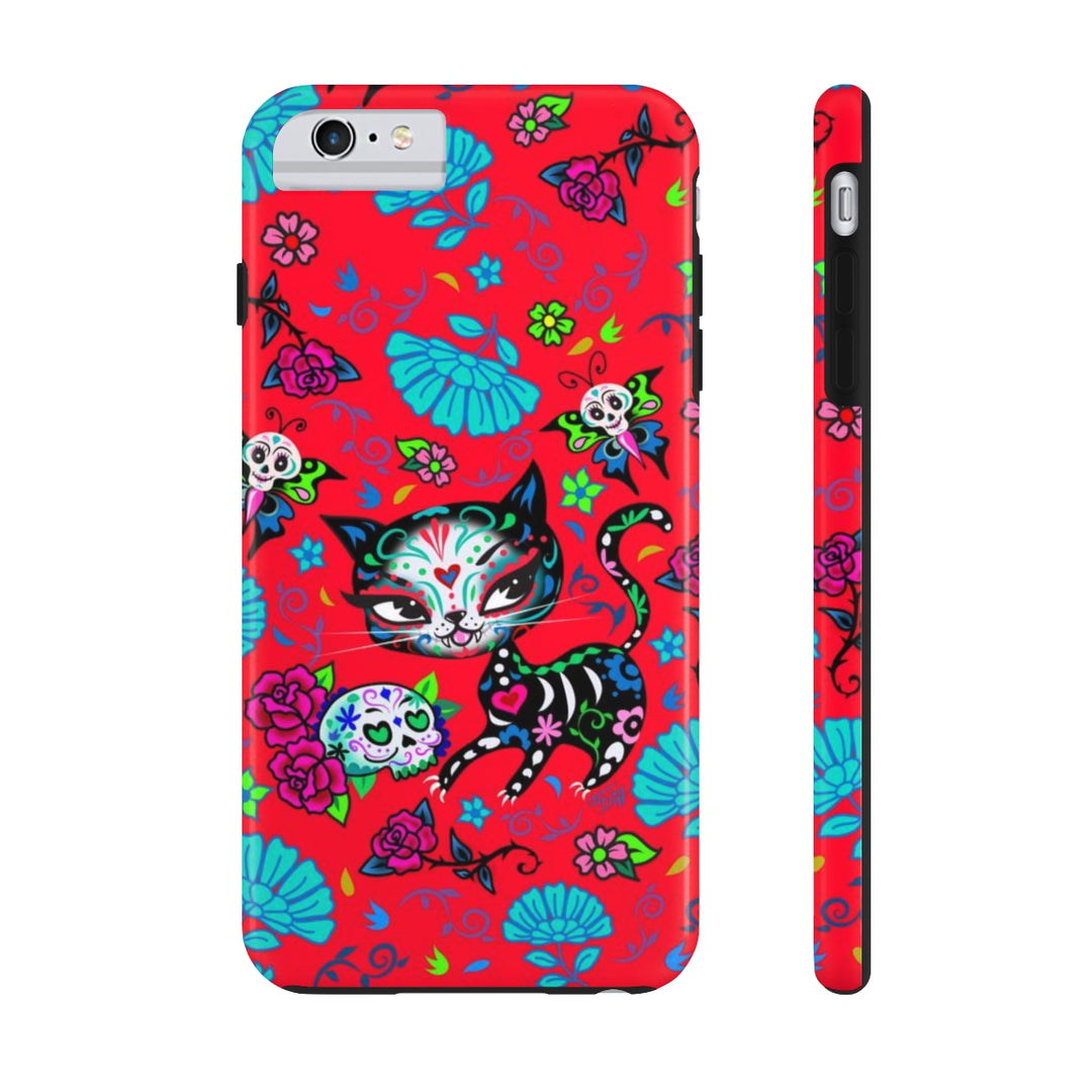 Sugar Skull Kitty on Red • Phone Case