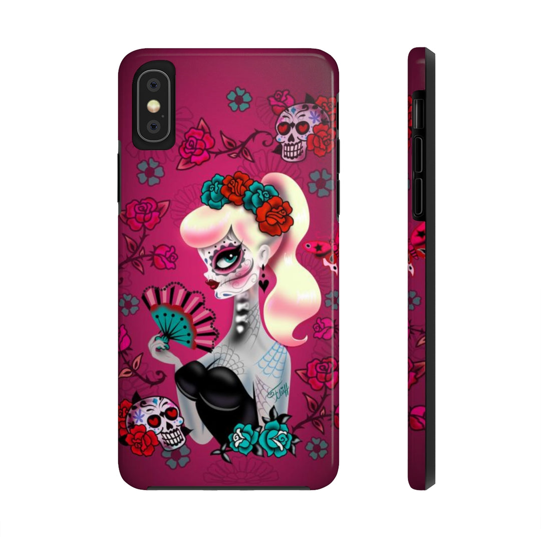 Blonde Sugar Skull Pinup Girl • Phone Case