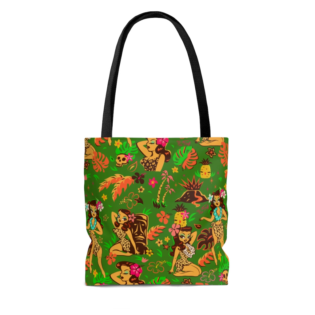 Tiki Temptress on Green • Tote Bag
