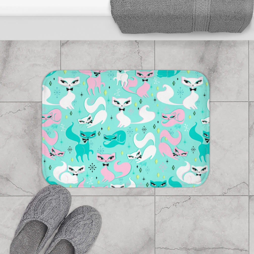 Swanky Kittens on Mint • Bath Mat