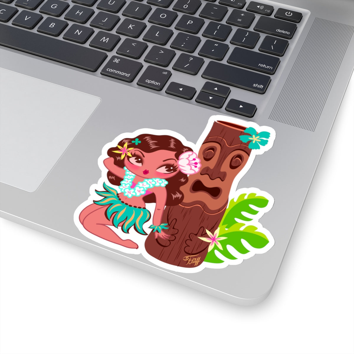 Hula Cutie with Tiki • Kiss-Cut Sticker