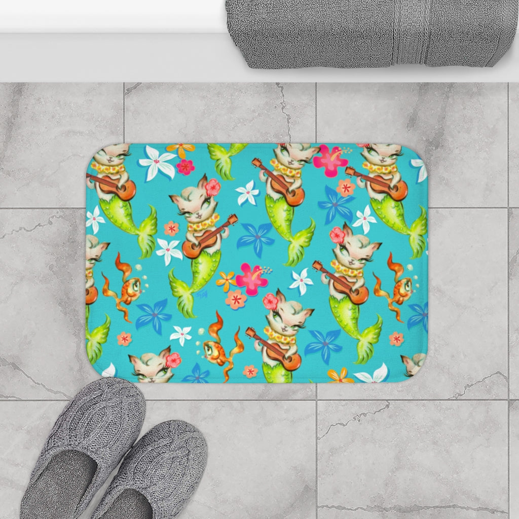 Merkitten with Ukelele • Bath Mat