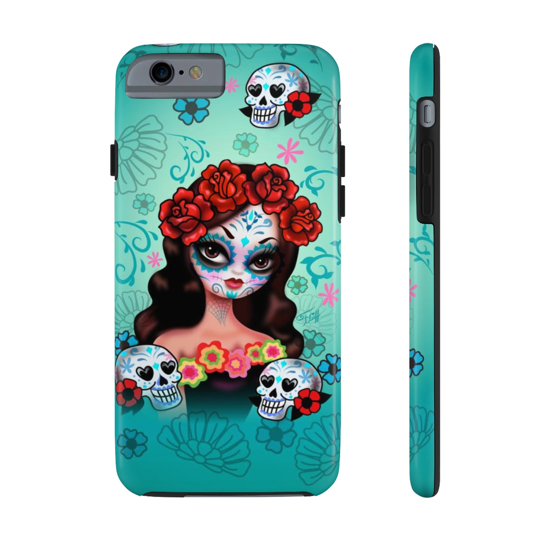 Sugar Skull Girl with Roses • Phone Case