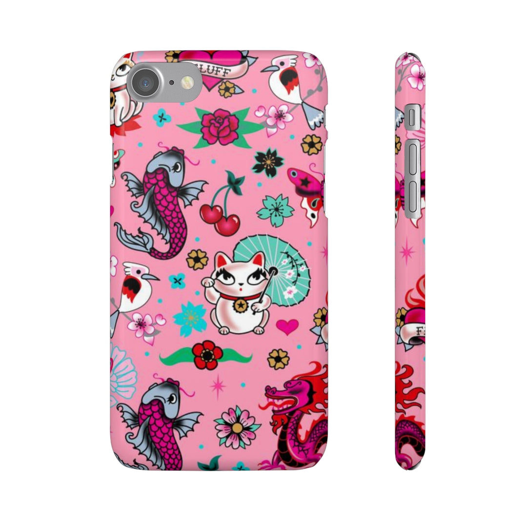 Lucky Kitty on Pink • Phone Case Samsung