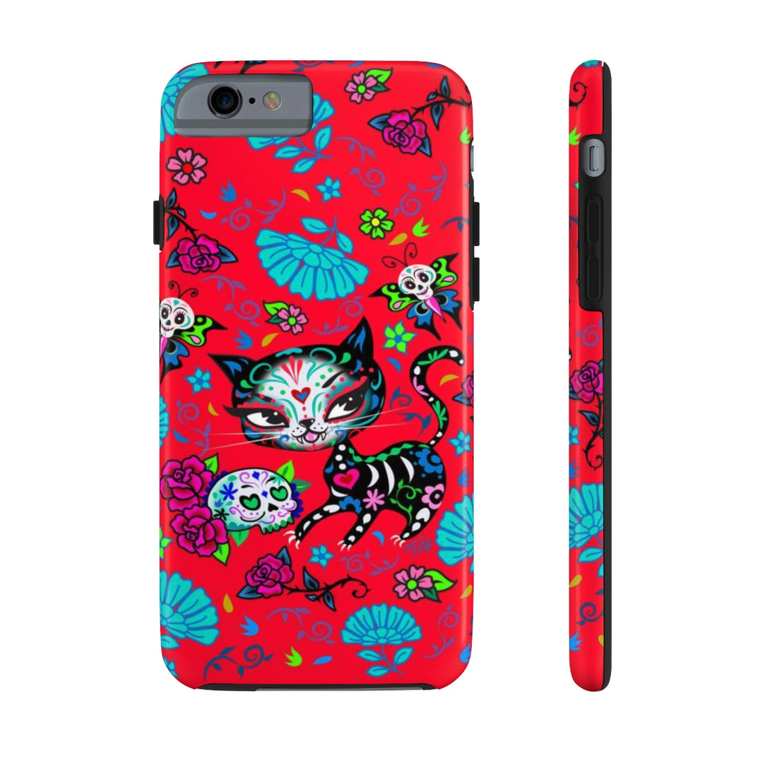 Sugar Skull Kitty on Red • Phone Case