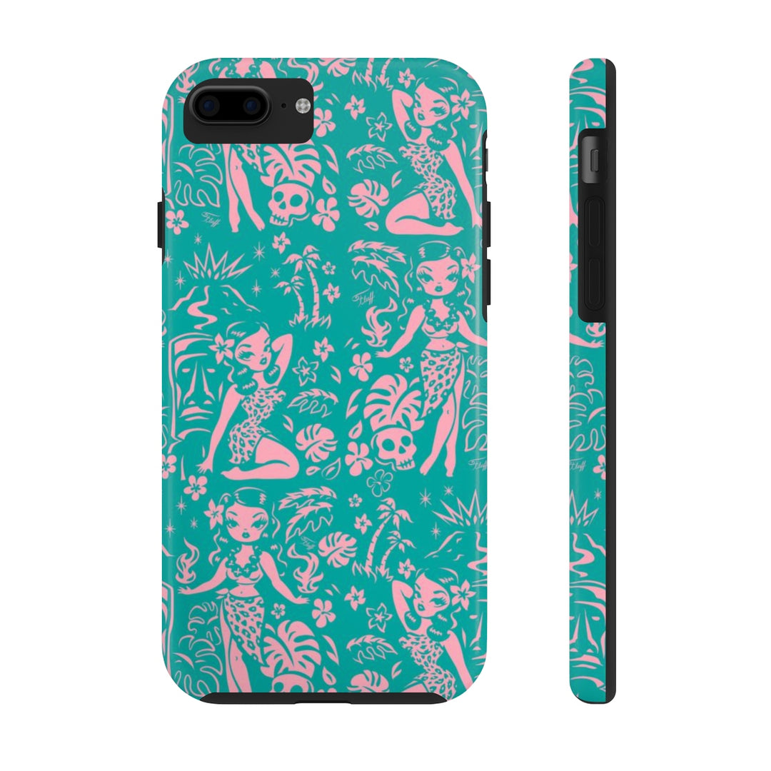 Tiki Temptress - Aqua and Pink • Phone Case