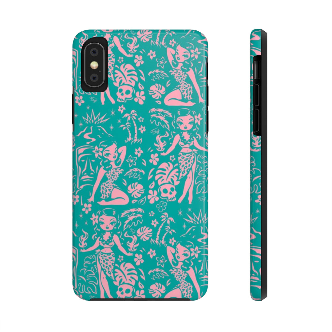 Tiki Temptress - Aqua and Pink • Phone Case