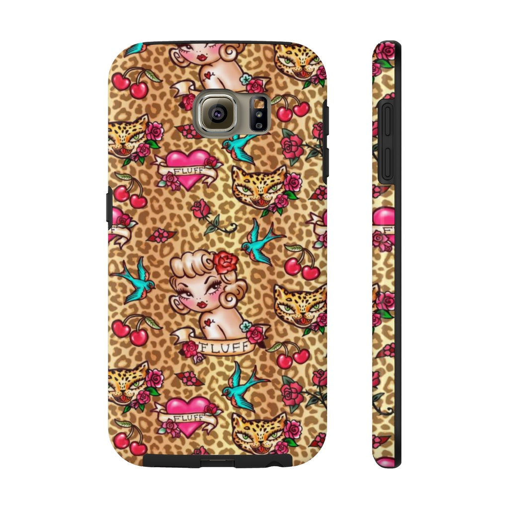 Lady Leopard Tattoo Flash • Phone Case