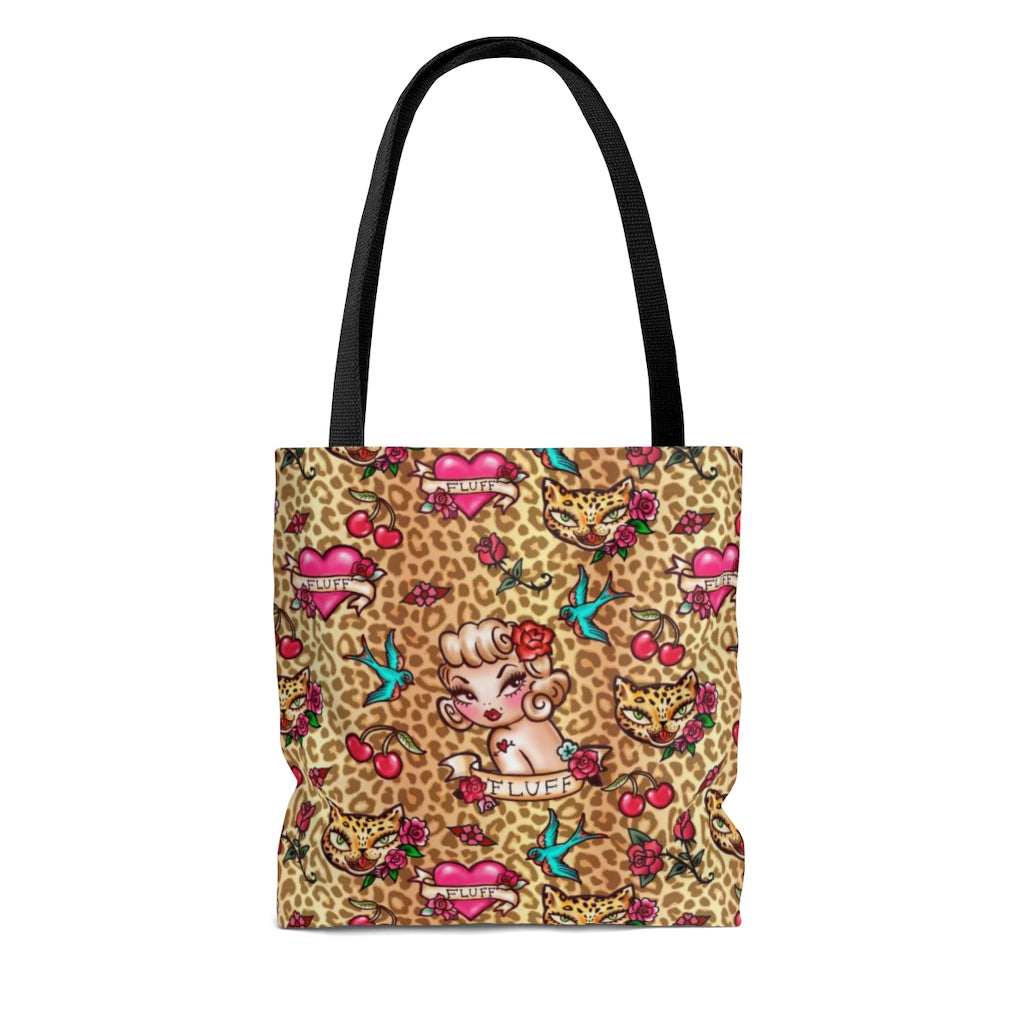 Lady Leopard Tattoo Flash • Tote Bag