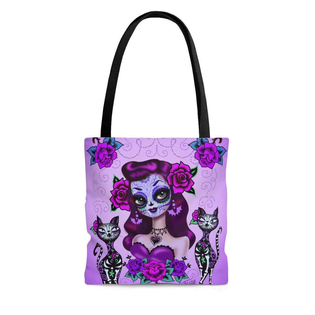 Purple Sugar Skull Girl • Tote Bag