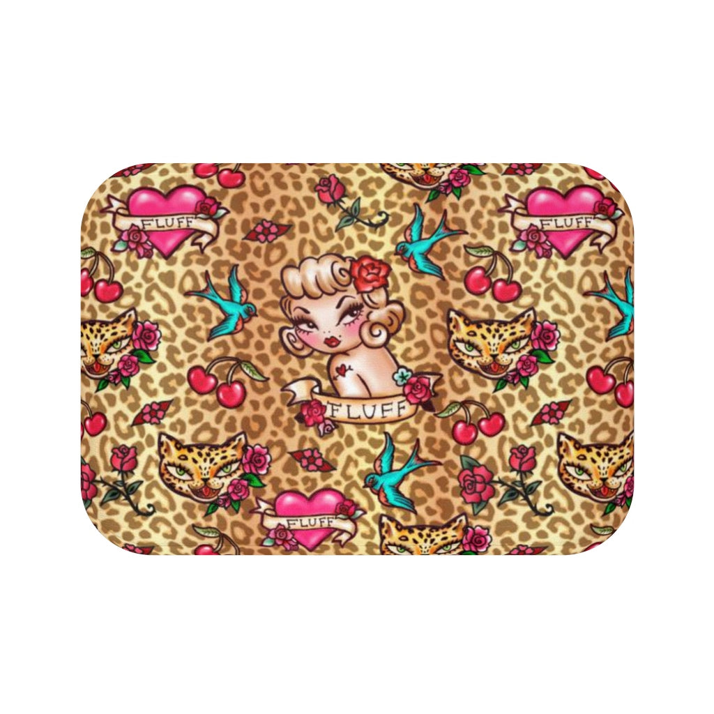 Lady Leopard Tattoo Flash • Bath Mat