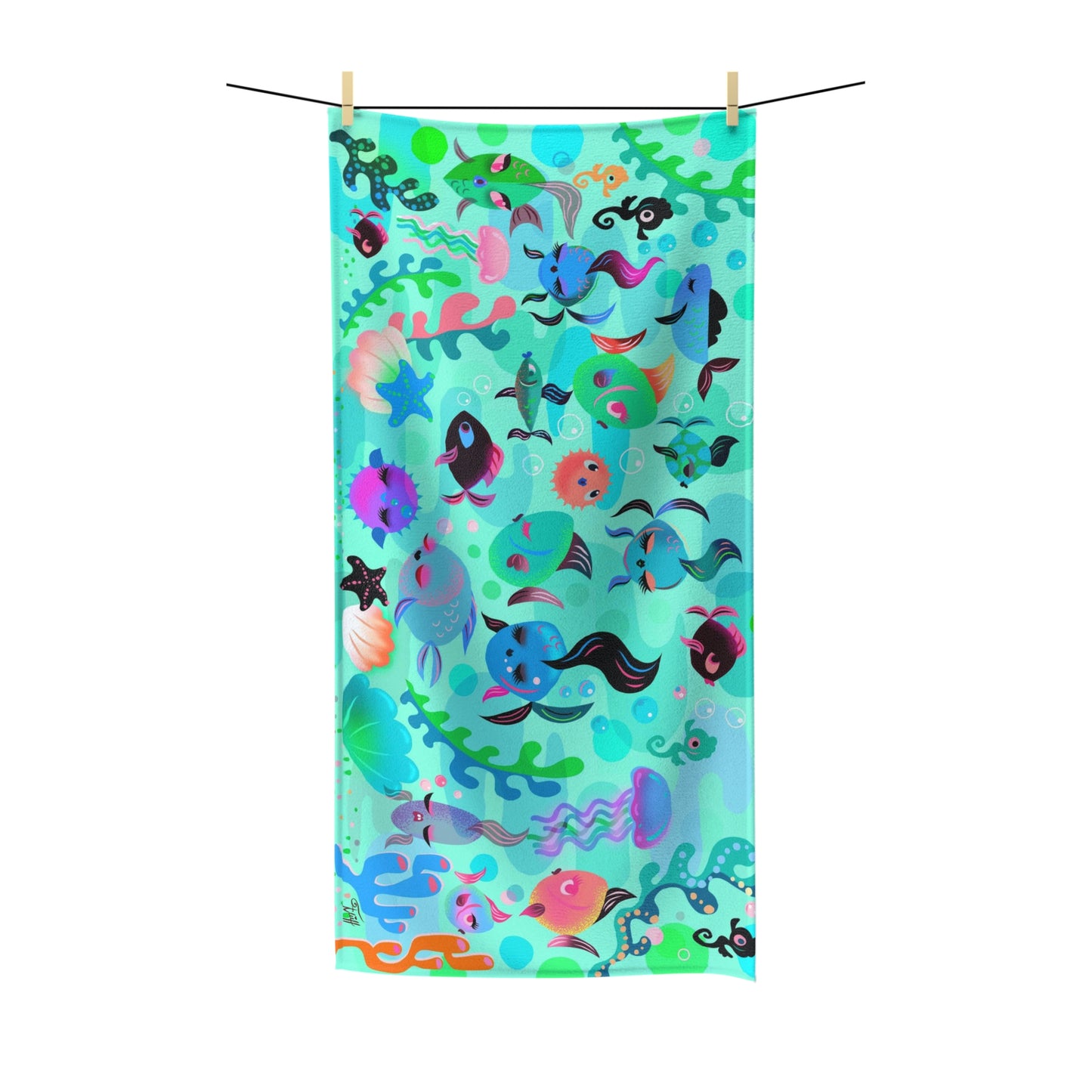 Mid Mod Fish Aqua • Towel