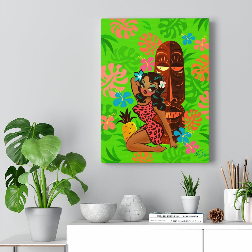 Tiki Temptress in Pink Leopard Print • Canvas Gallery Wrap