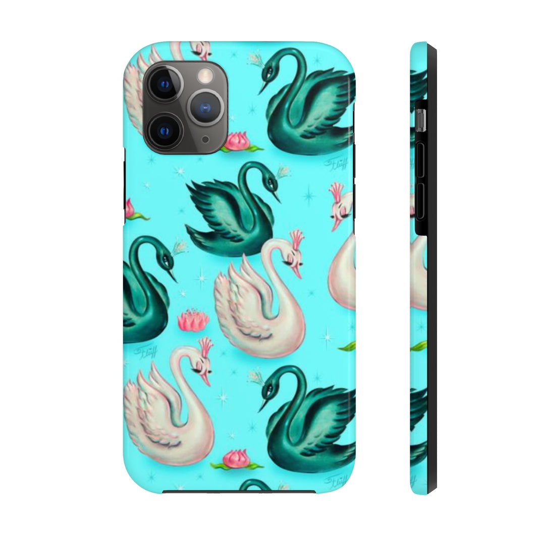 Swans with Tiaras on Aqua • Tough Phone Cases