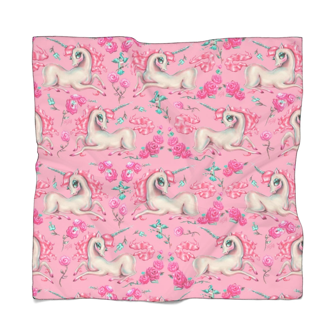 Unicorns and Roses on Pink • Chiffon Scarf