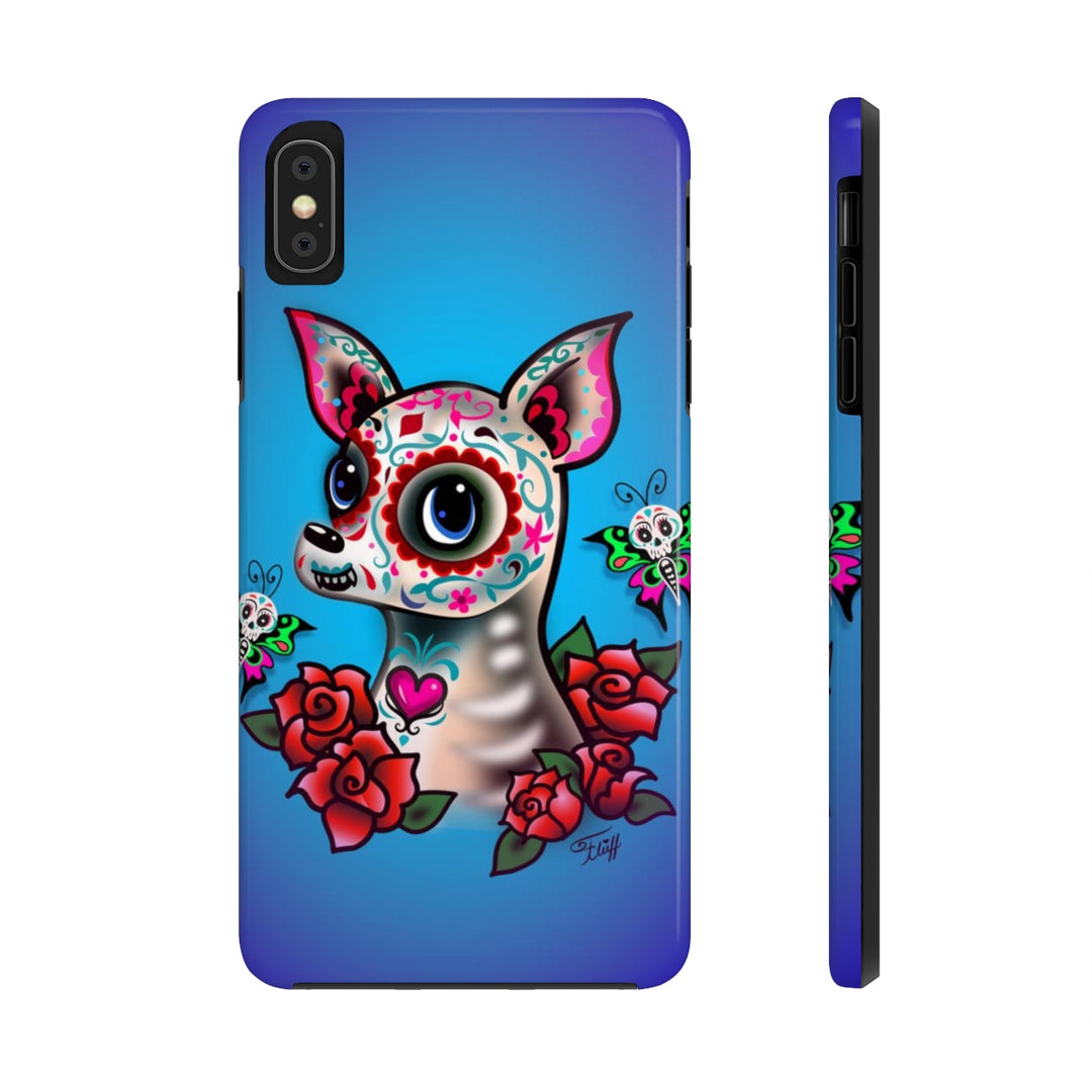 Sugar Skull Chihuahua Blue • Phone Case