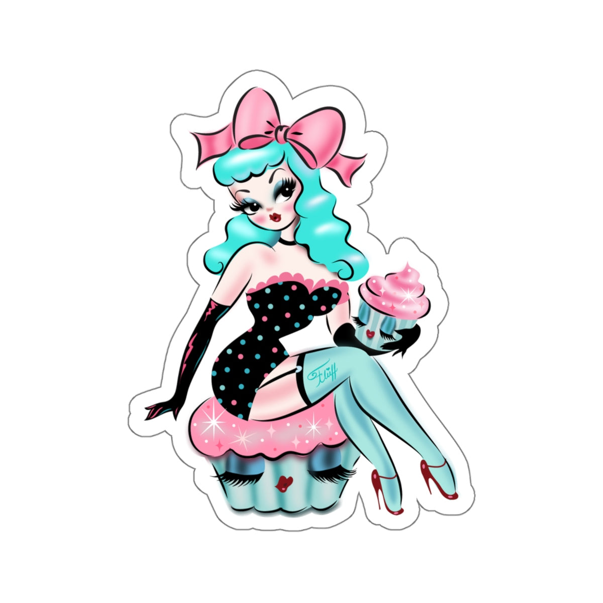 Cupcake Doll with Mint Hair • Kiss-Cut Sticker