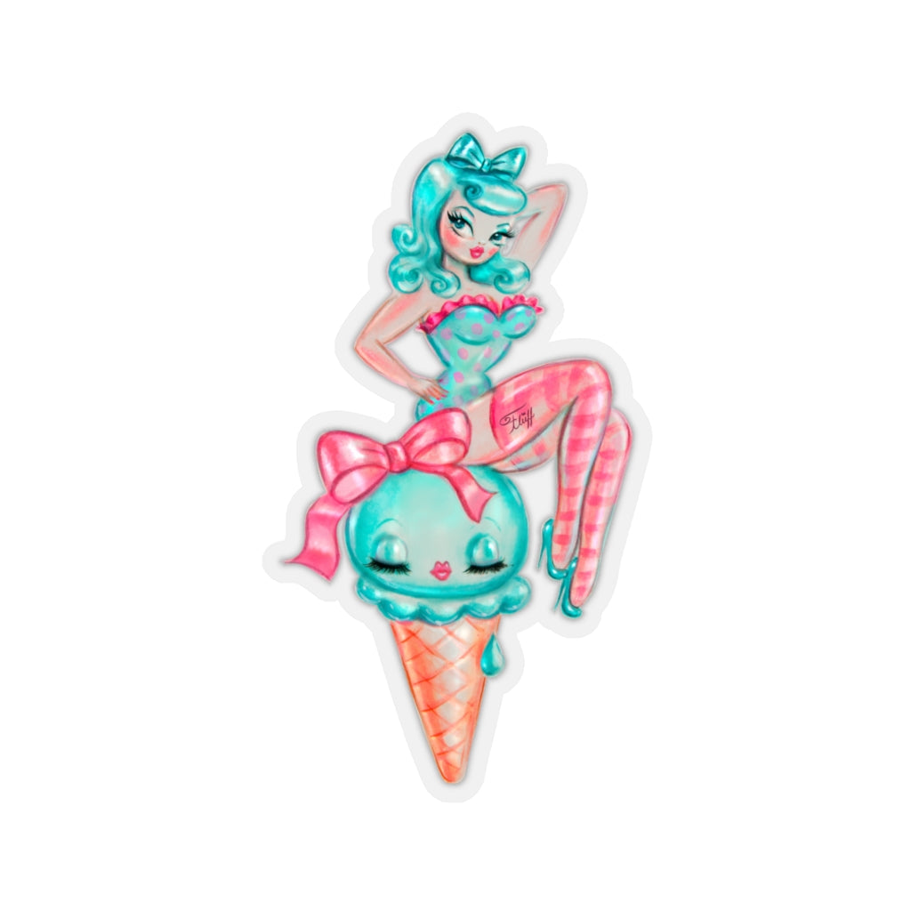 Candy Blue Ice Cream Doll • Kiss-Cut Sticker