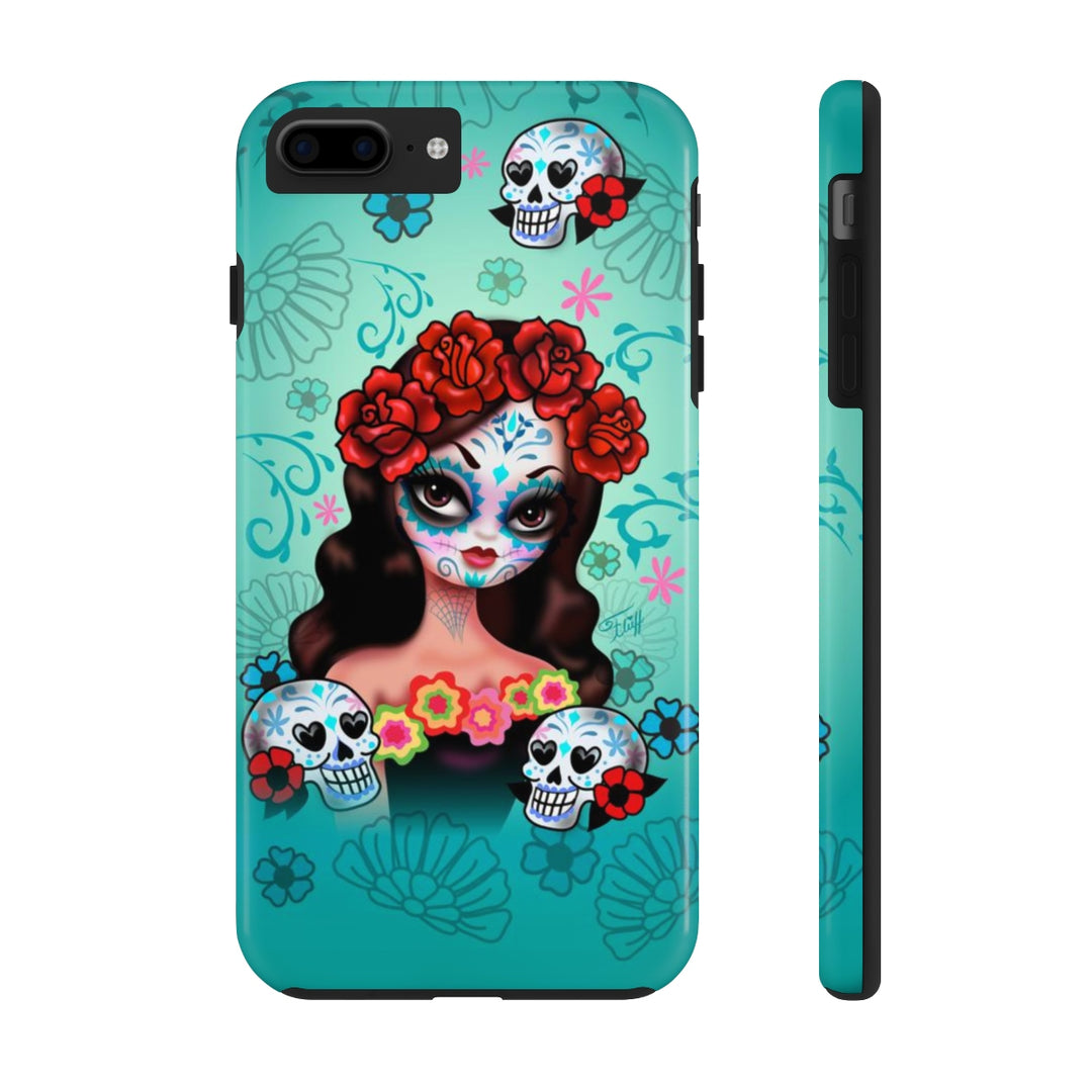 Sugar Skull Girl with Roses • Phone Case