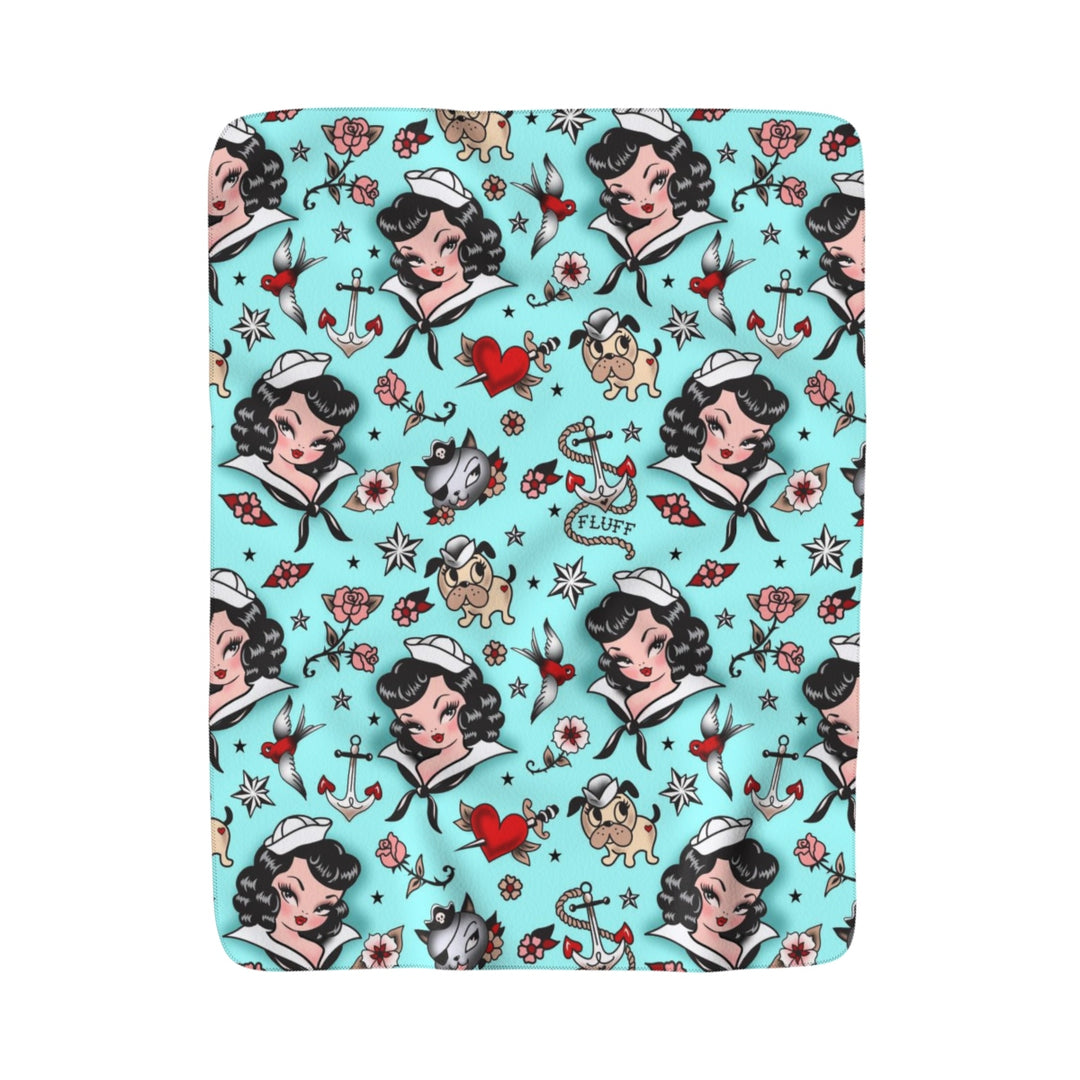 Suzy Sailor Girl on Light Blue • Sherpa Fleece Blanket