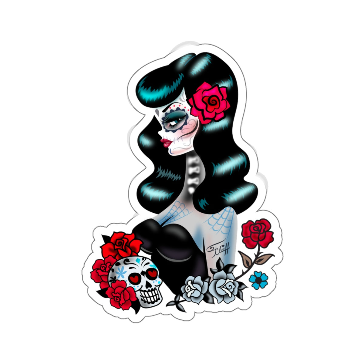 Raven Sugar Skull Girl • Kiss-Cut Sticker