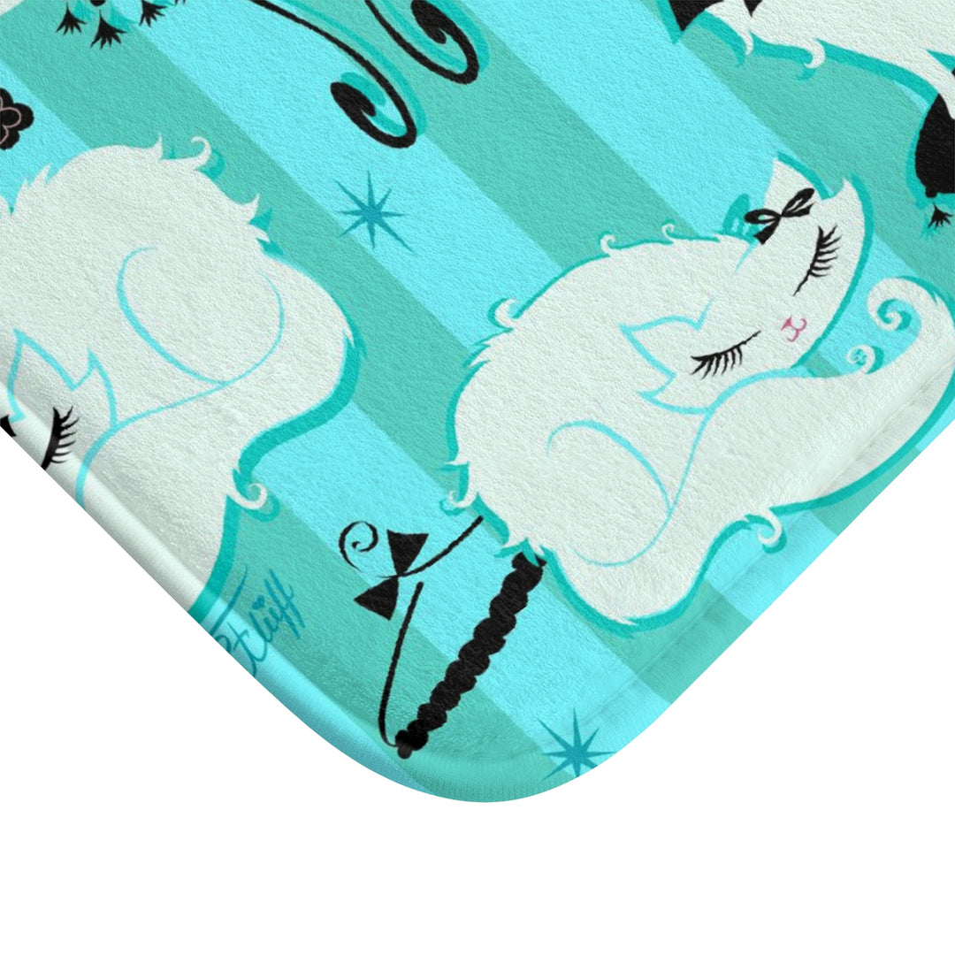 Boudoir Kitties Mint • Bath Mat