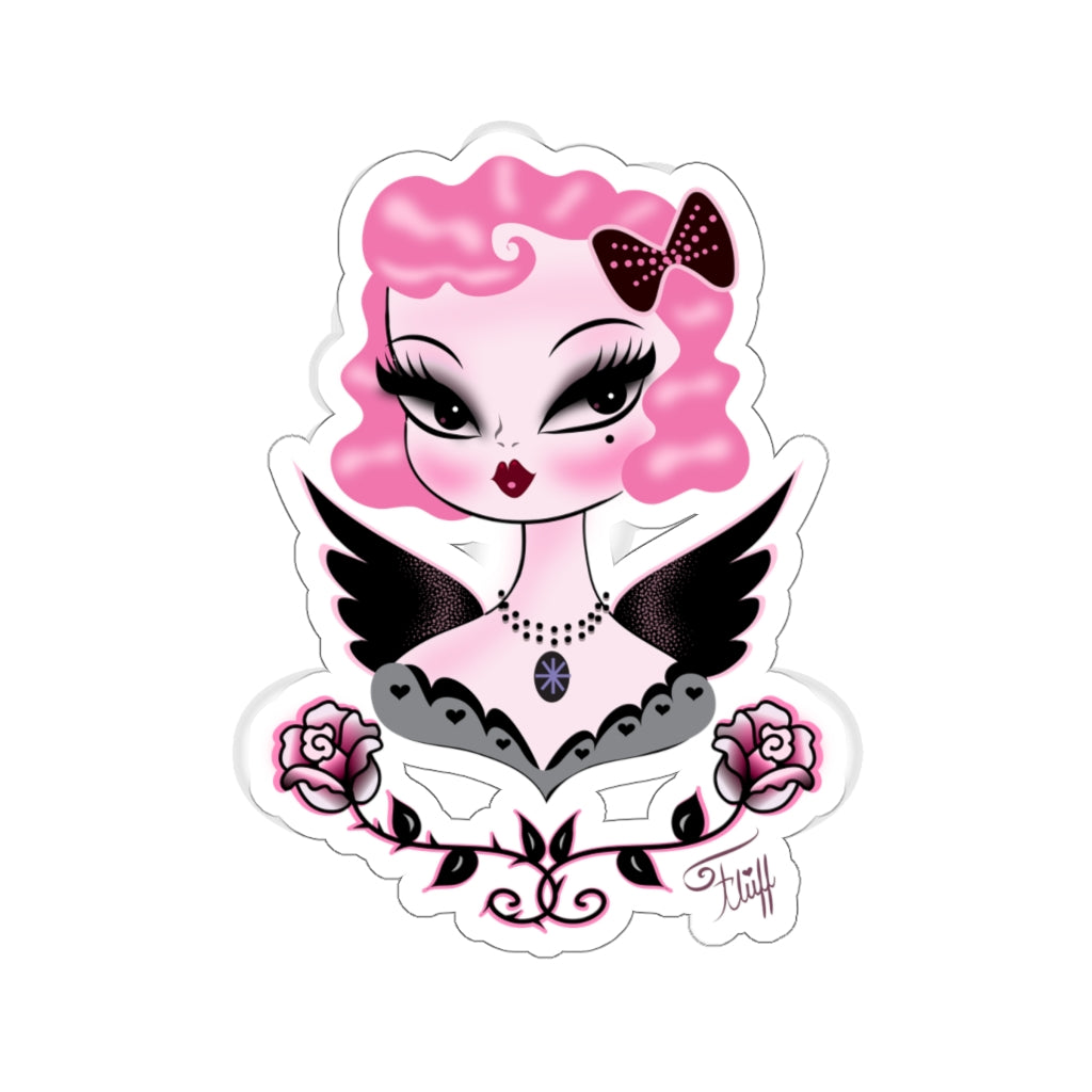 Pink Hair Dolly Angel • Kiss-Cut Sticker