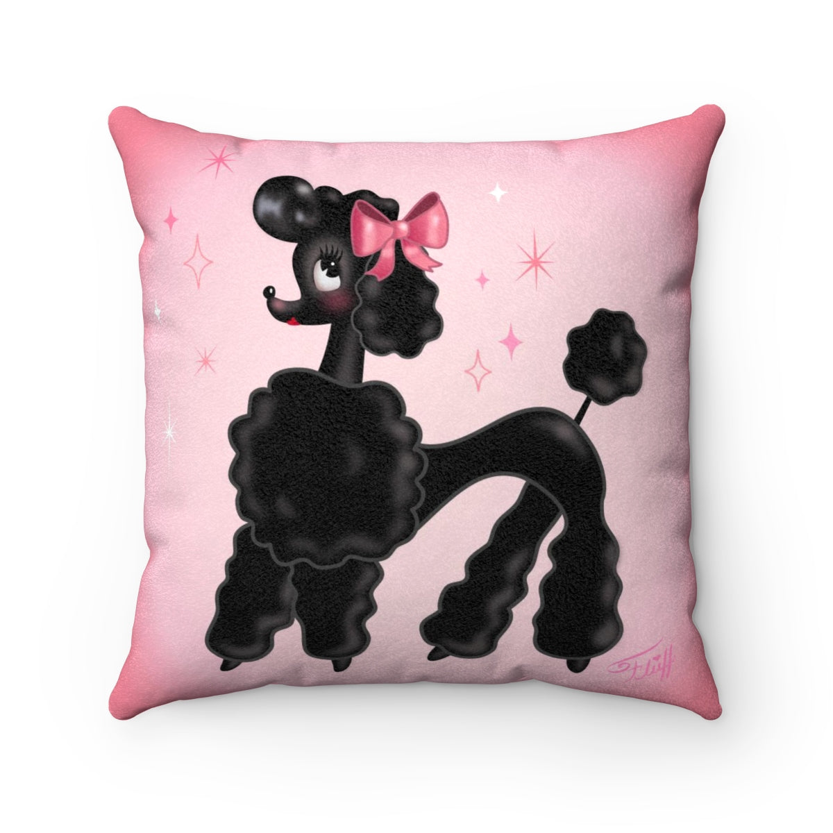 Pixie  Poodle Black • Faux Suede Pillow