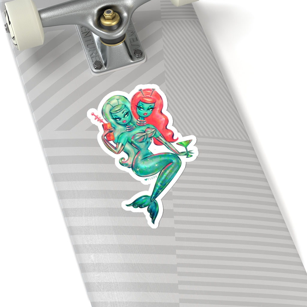 Two Headed Alien Mermaid • Kiss-Cut Sticker