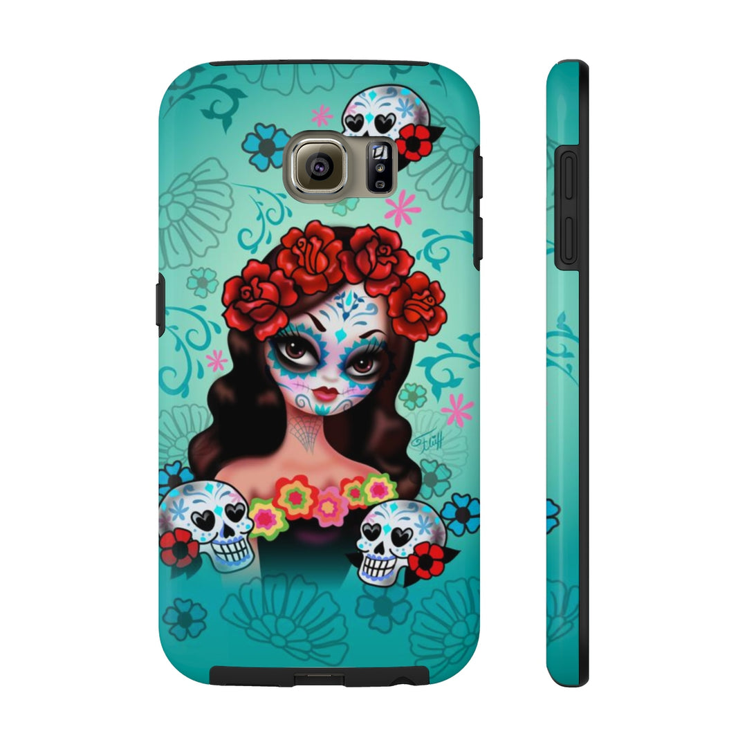 Sugar Skull Girl with Roses • Phone Case