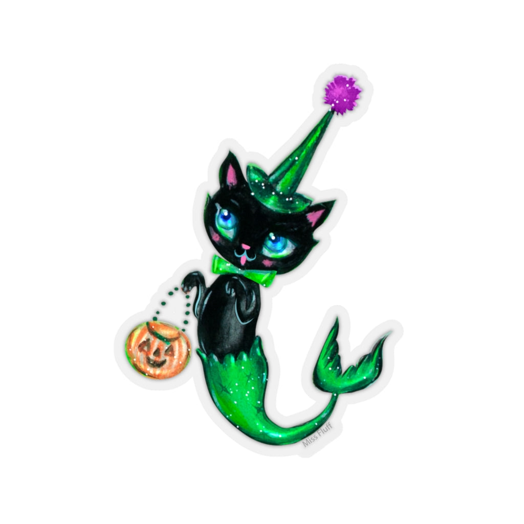 Mermaid Kitten Witch • Kiss-Cut Sticker