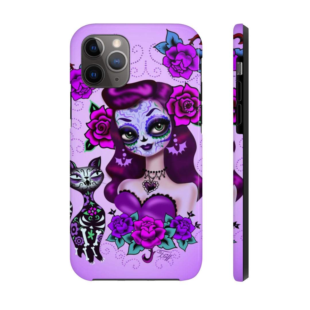 Purple Sugar Skull Girl • Phone Case