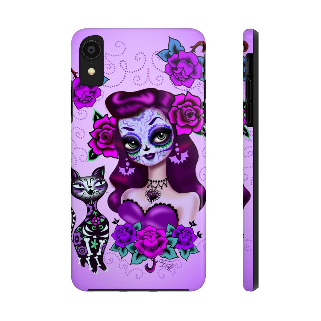 Purple Sugar Skull Girl • Phone Case