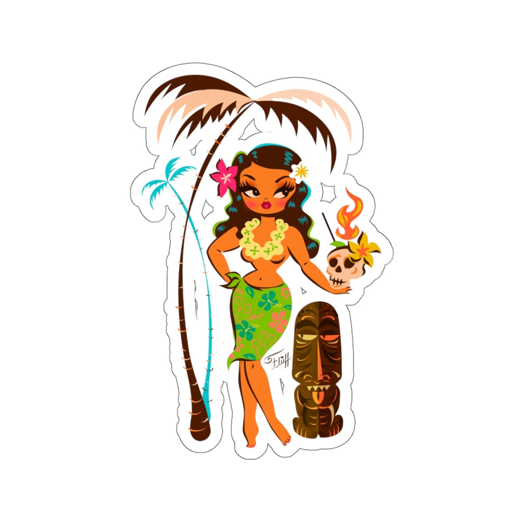 Tiki Temptress • With Skull Mug Cocktail • Kiss-Cut Sticker