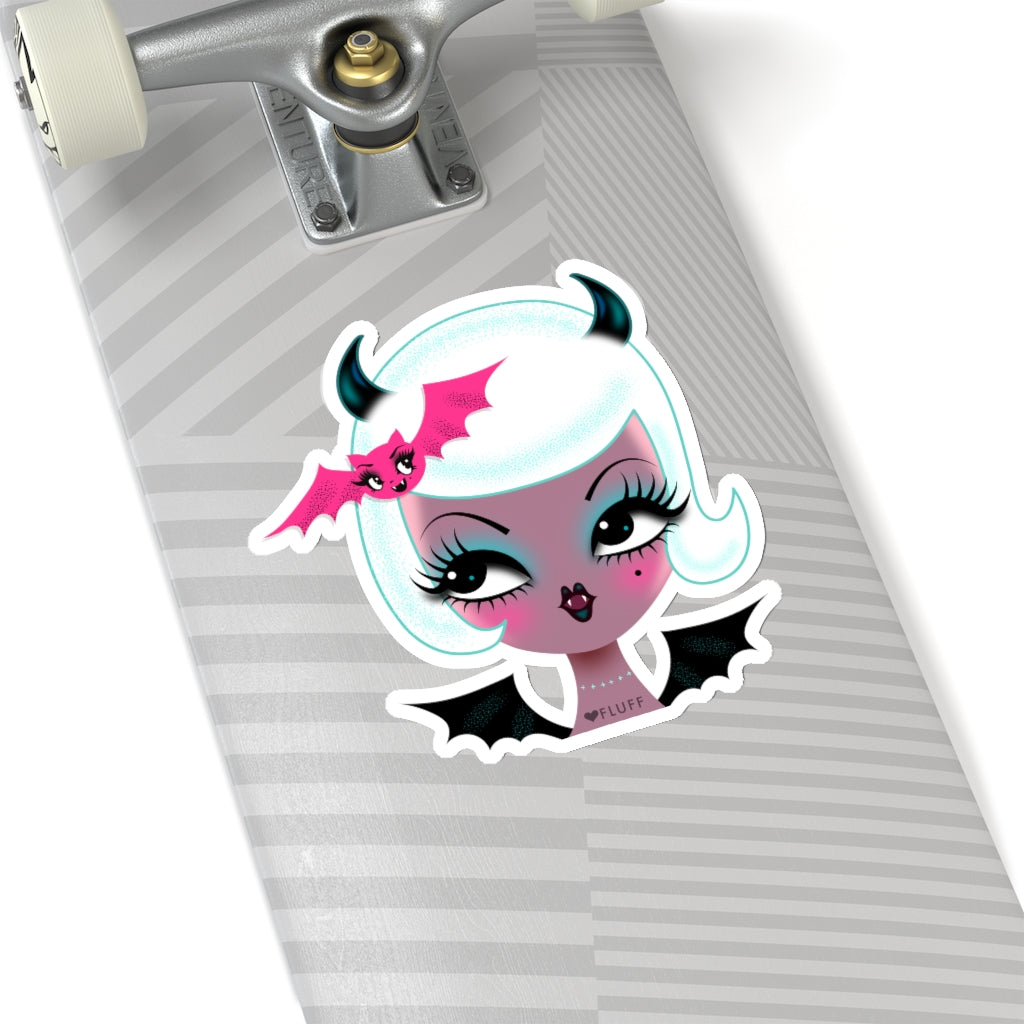 Vampire Dolly with Cute Bat • Kiss-Cut Sticker