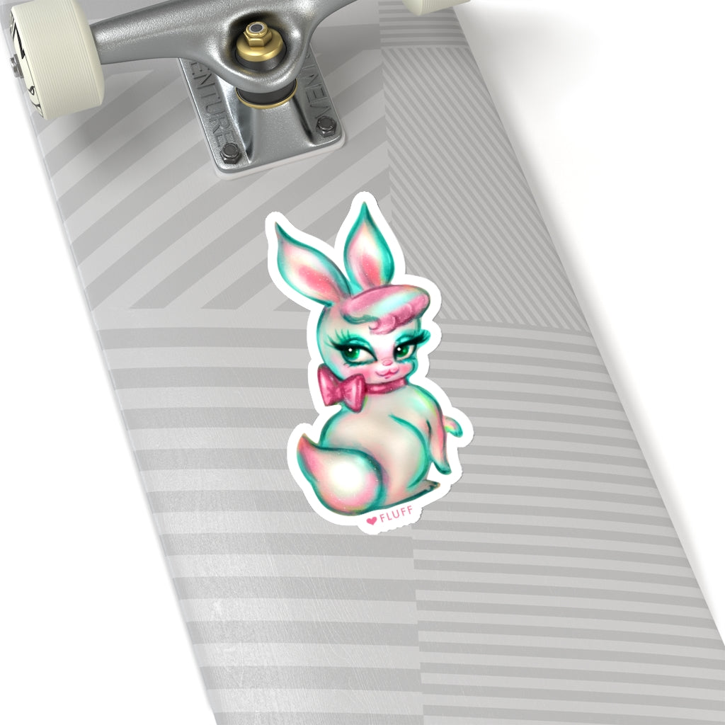 Bashful Bunny with Pink Bow • Kiss-Cut Sticker