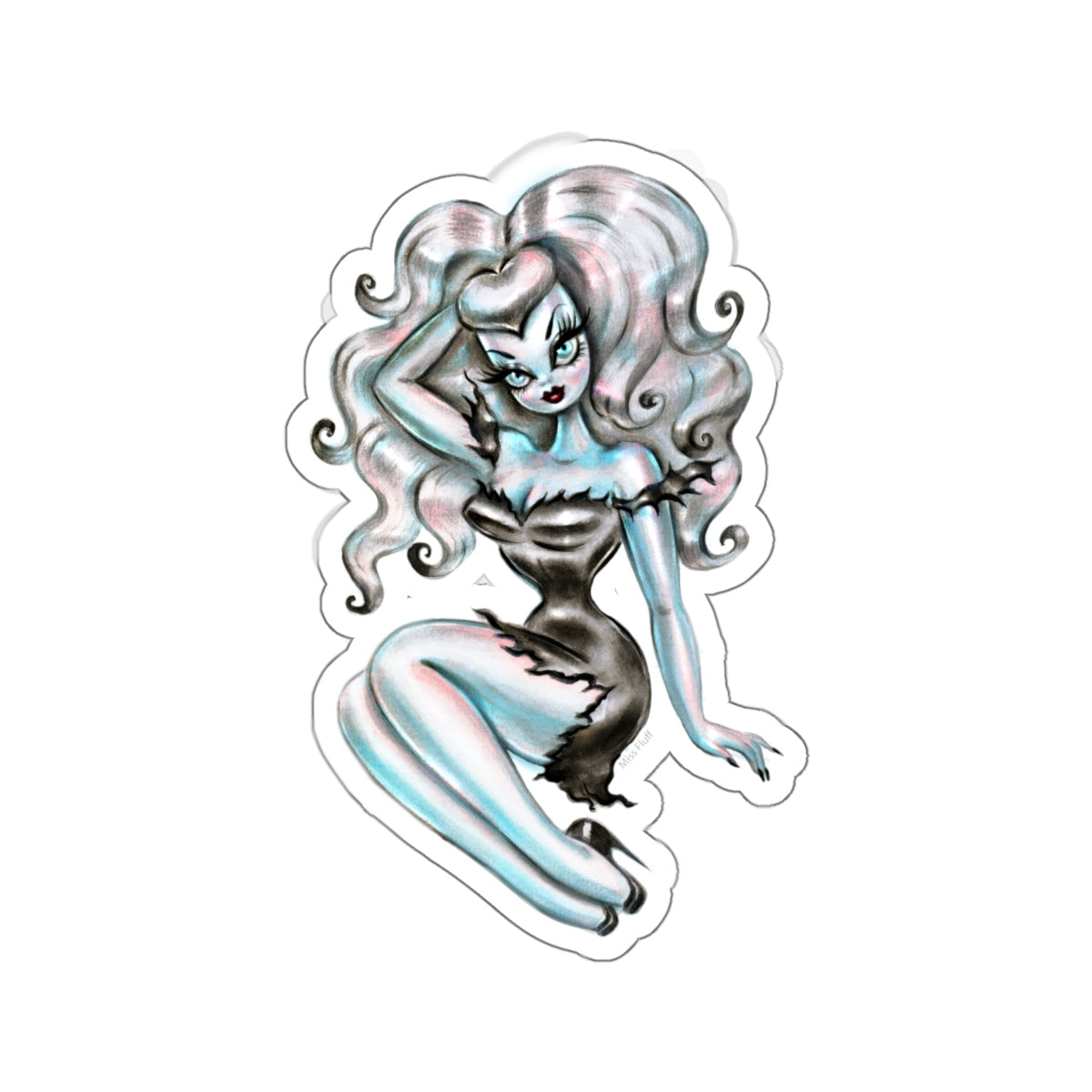 Vampire Pinup Doll • Kiss-Cut Sticker