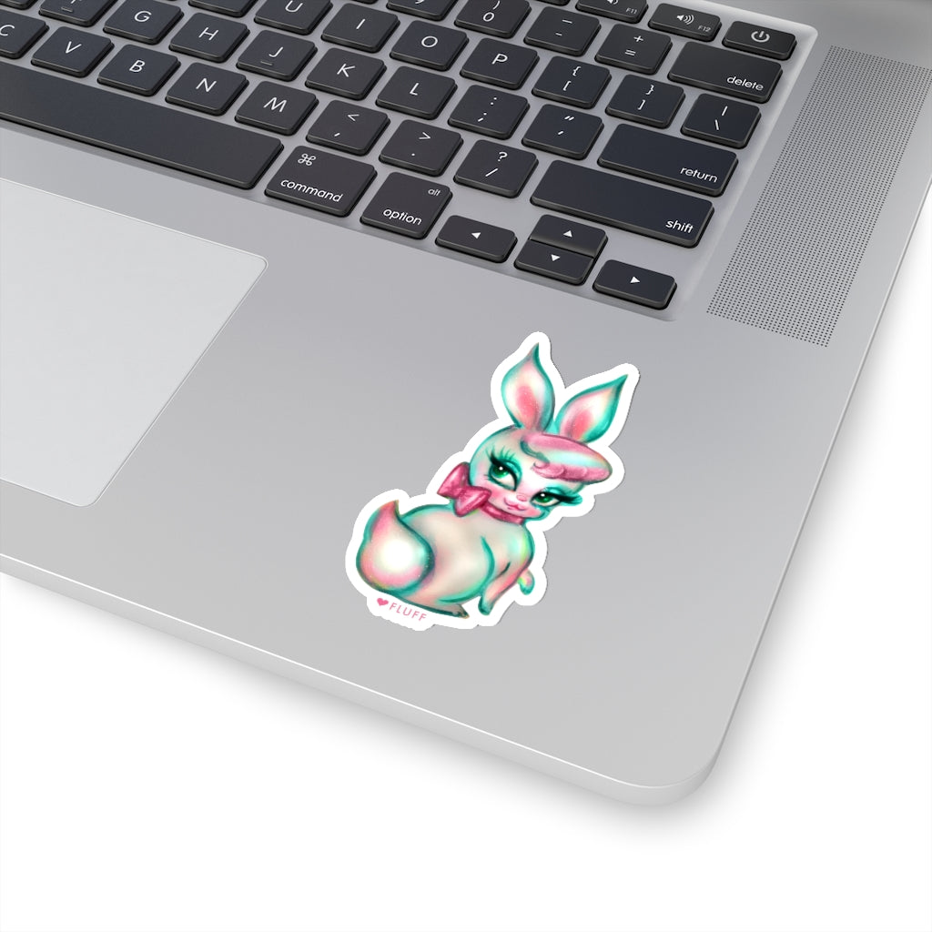 Bashful Bunny with Pink Bow • Kiss-Cut Sticker
