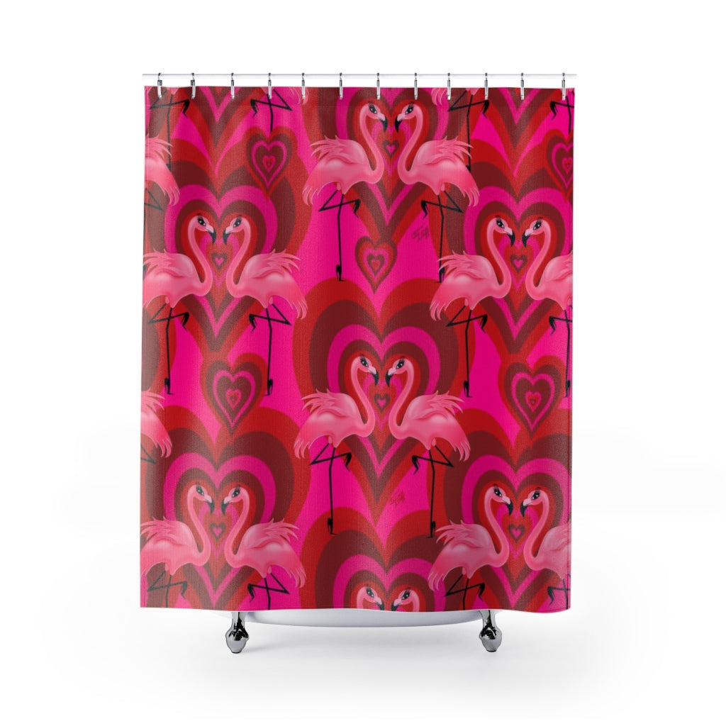 Flamingo Love Pattern • Shower Curtain