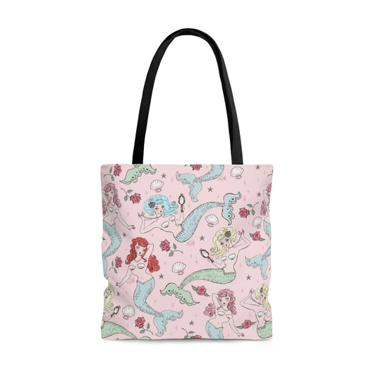 Mermaids and Roses on Pink • Tote Bag