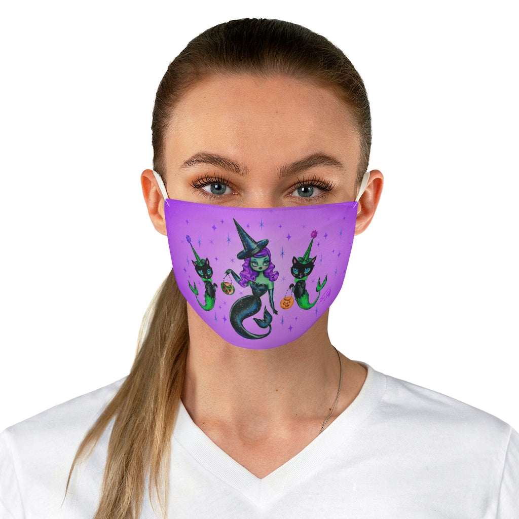 Mermaid Witch with Merkitten Purple • Adjustable Face Mask