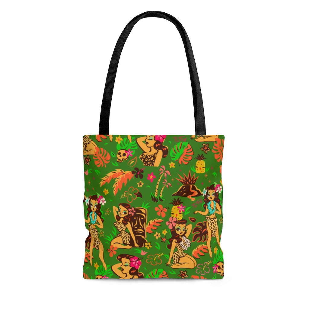 Tiki Temptress on Green • Tote Bag