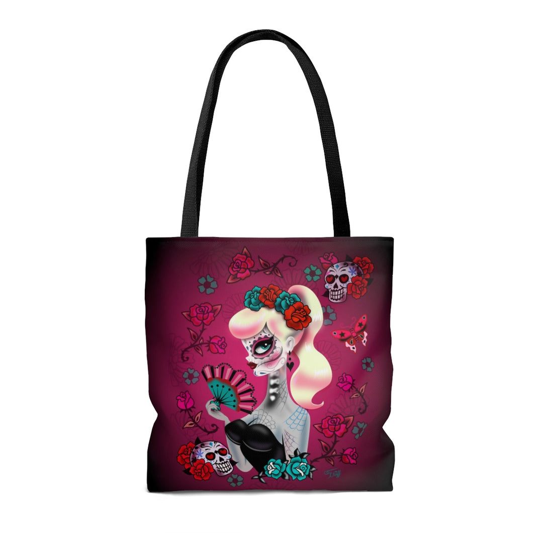 Blonde Sugar Skull Pinup Girl • Tote Bag