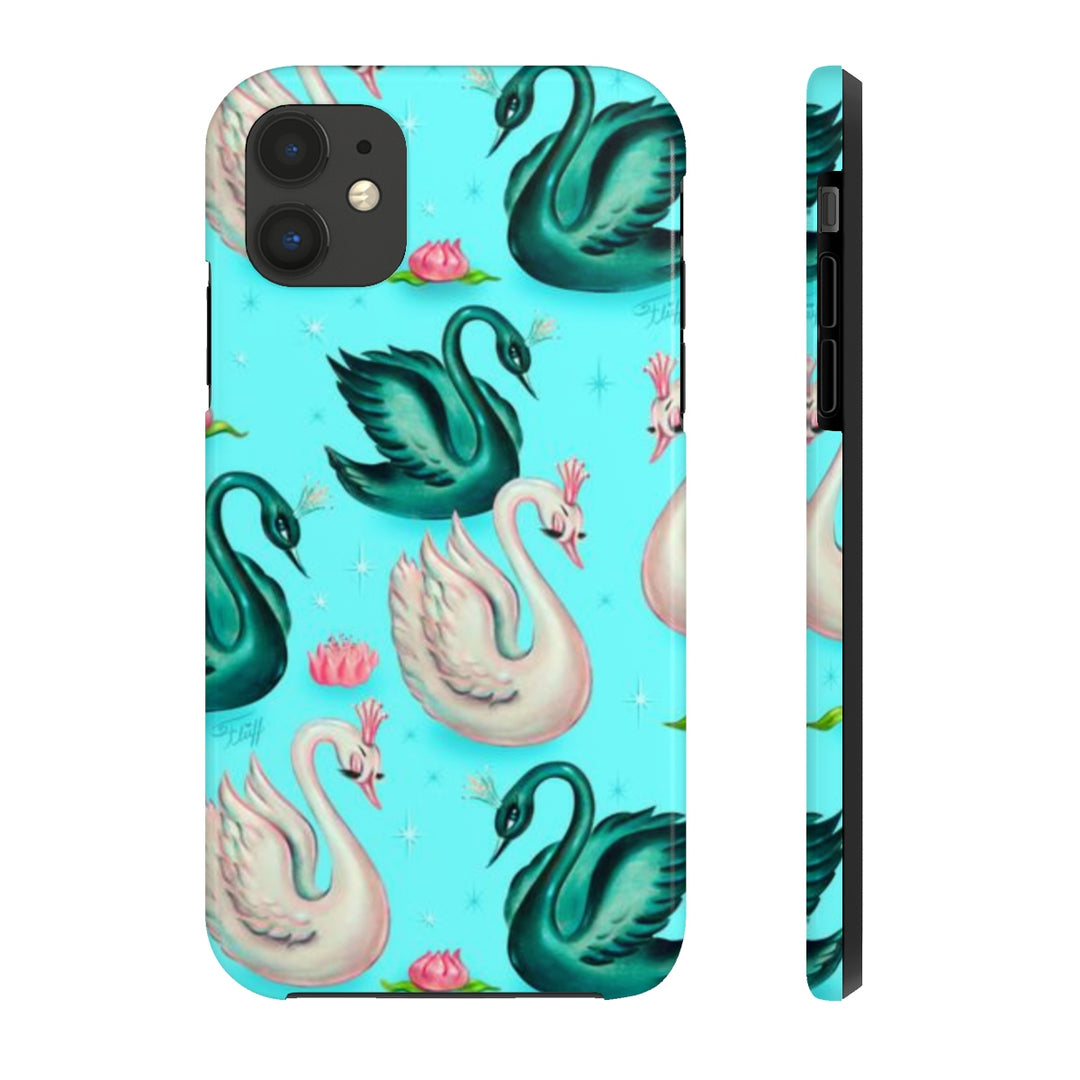 Swans with Tiaras on Aqua • Tough Phone Cases